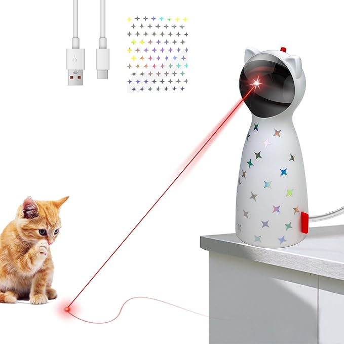 Automatic Cat Laser Toy Interactive Cat Toys for Indoor Cats/Kitty/Dogs (DIY Sticker) (Colorful)