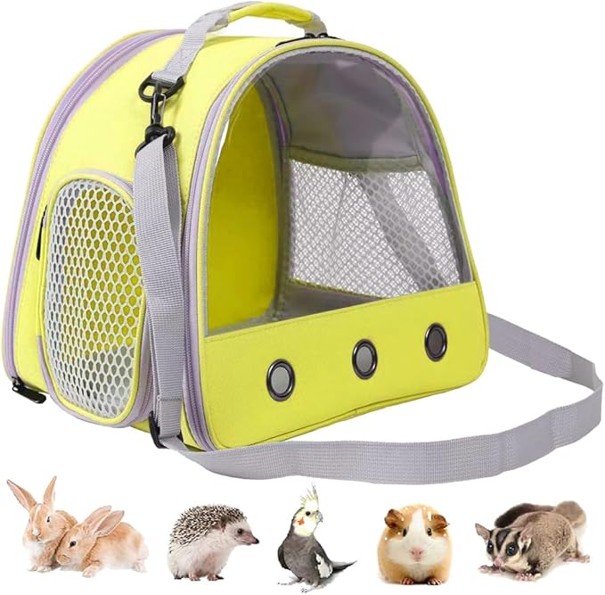 Guinea Pig Carrier Backpack, Clear Bubble Window Backpack for Guinea Pig, Bunny Rat Bird (Yellow, Carrier)