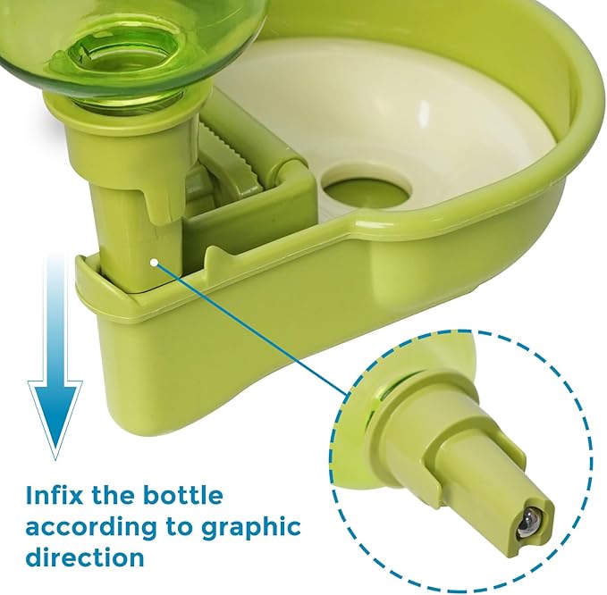 16oz Pet Water Bottle, Gravity Dog Water Bowl Dispenser for Cage, Anti-Overflow Water Dispenser for Small Dogs, Cats, Rabbits and Other Small Animals, BPA Free, Gradient Green