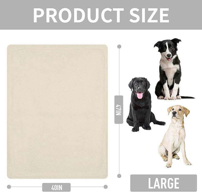 furrybaby Dog Blanket Soft Dog Blankets for Large Dogs Puppy Essentials Washable Fluffy Sherpa Fleece Cat Blanket 40x47 Inches for Bed Furniture Couch Sofa (Double-Layer Large, Beige)