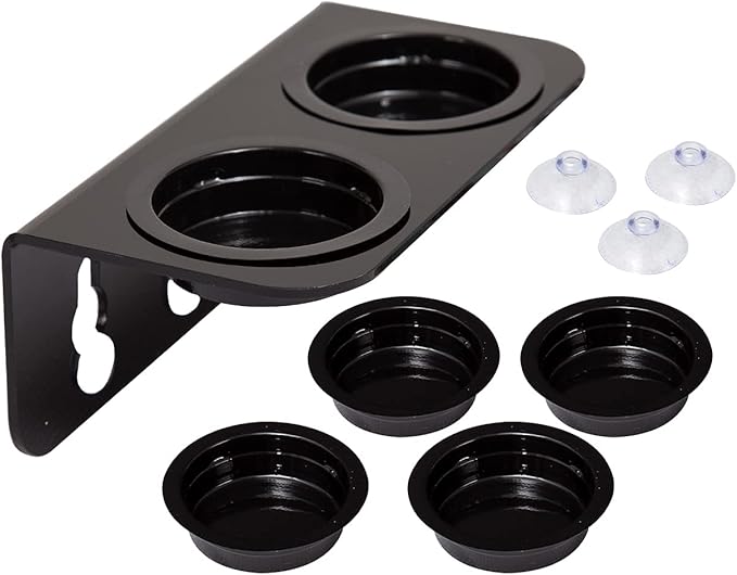 REPTI ZOO Reptile Water Bowl Double Grid Gecko Food Dish Feeder Detachable Suction Cup Reptile Feeding Dish Feeder with 6 Pcs Cups Dish Bowls for Pet Food and Water Feeding