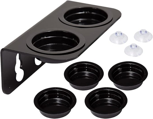 REPTI ZOO Reptile Water Bowl Double Grid Gecko Food Dish Feeder Detachable Suction Cup Reptile Feeding Dish Feeder with 6 Pcs Cups Dish Bowls for Pet Food and Water Feeding