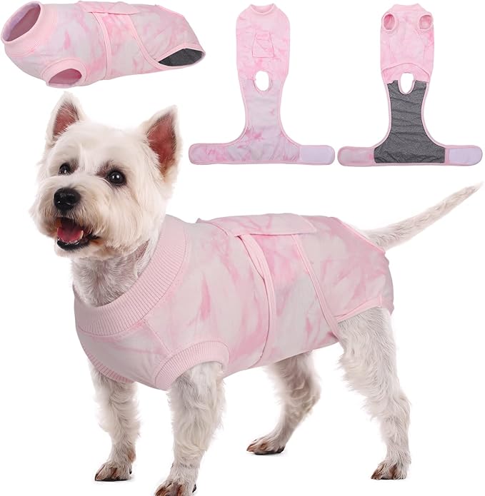 Kuoser Dog Surgery Recovery Suit, Professional Spay & Neuter Surgical Onesie for Dogs, Soft Breathable Abdominal Dog Bodysuit Dog Cone Alternative Anti Licking Wounds Dog Surgery Suits, S