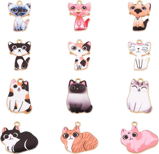 Enamel Animal Theme Charm Flower Cattle Head Cat Butterfly Fox Tortoise Charms Pendants for Earring Necklace Bracelet Keychain Jewelry Craft Making