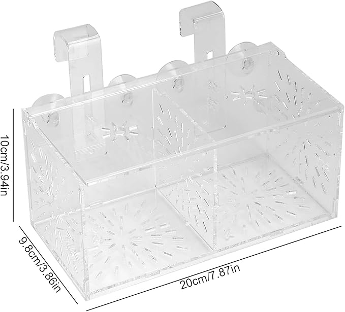 Fish Breeding Box, Acrylic Transparent Fish Breeding Isolation Box Aquarium Hatchery Incubator Holder Fish Separation Breeder Box, with Hook and Sucker Design (20CM*10CM*10CM)