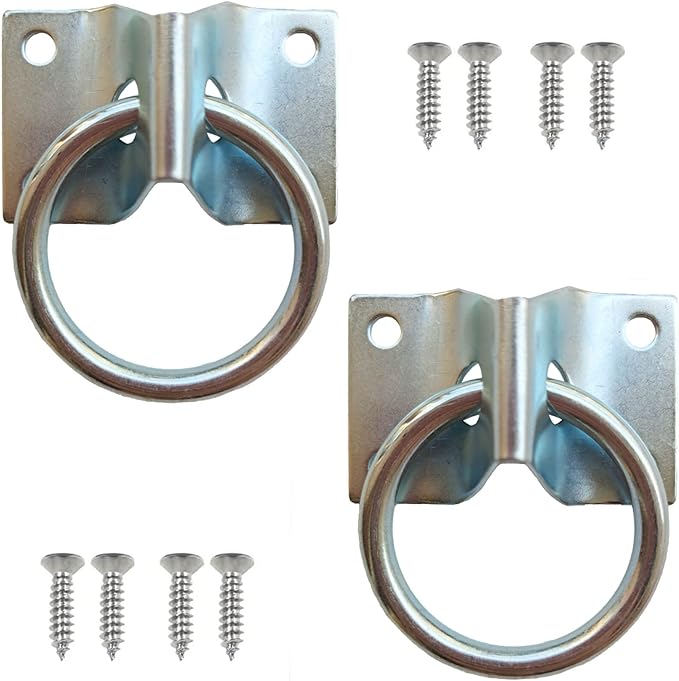 Cross Tie Ring for Horses, Block Tie Ring for Horse Stall/Stable, Tie Down Horse Barn Supplies (2 Pack)