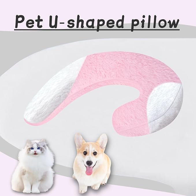 Dog Pillow Dog Calming Pillow Pet Pillow for Indoor Dogs and Cats Dog Neck Pillow Cat Pillow Improve Pet Sleep Pink and White Double Color