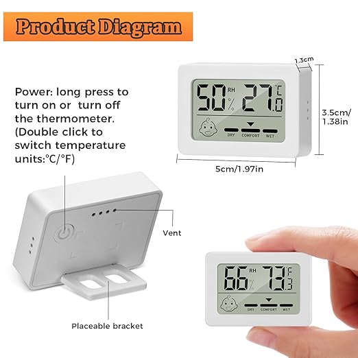 Reptile Tank Accessories Bearded Dragon Tank Thermometer Humidity Gauge for Leopard Gecko, Jumping Spider, Snake, Gecko, Ball Python, Lizard(2 Pack)