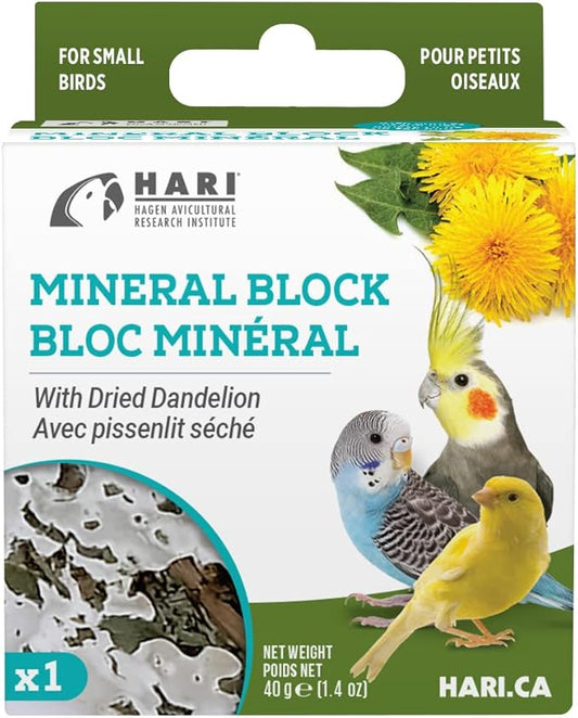 Hari Mineral Block for Birds with Dried Dandelion, Calcium Supplement Bird Treat (82198)