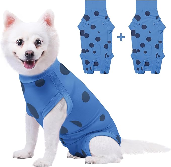 2 Packs Dog Recovery Suit Female Male, Blue+Blue, XS