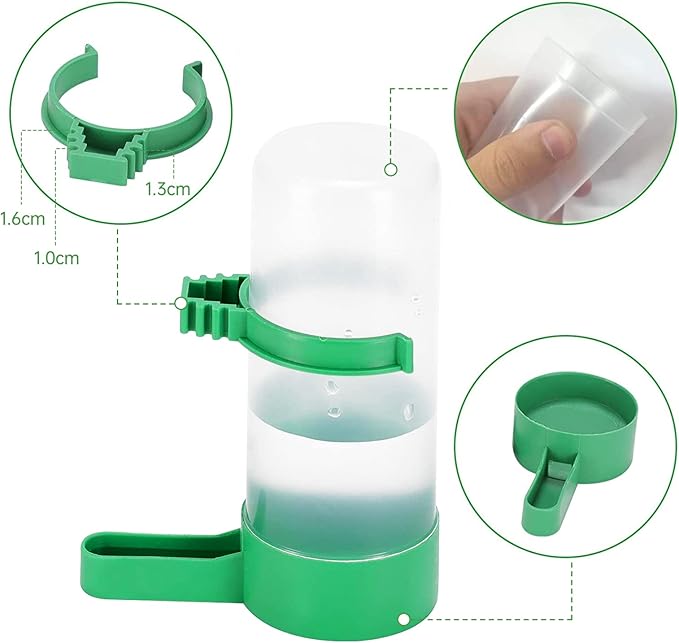 Bird Water Dispenser for Cage, 4pcs Bird Water Bowl 140ml Automatic No Mess Gravity Feeder Bird Watering Supplies for Pet Parrot, Parakeets, Cockatiel, Budgie Lovebirds and Other Birds