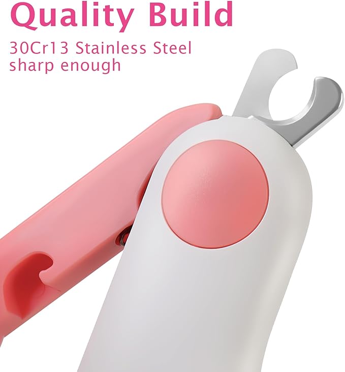 Small Animals Nail Clippers with LED Lights to Avoid Excessive Cutting and Razor Sharp Blades - Professional Claw Trimmer for Tiny Dog Cat Kitten Bunny Rabbit Bird Guinea Pigs Ferret Hamsters (Pink)