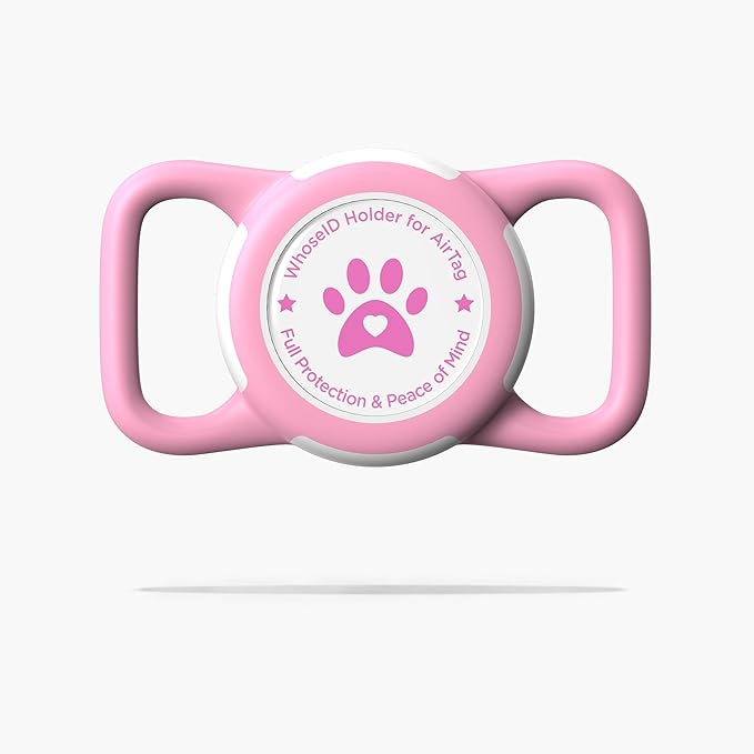 Airtag Dog Collar Holder, Durable & Lightweight Airtag Case, Slide-on Waterproof Protective Air Tag Holder for Dog Collar - for Dogs and Cats (Pink, Medium)