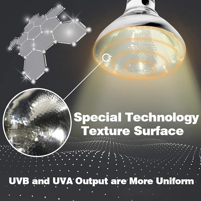 LUCKY HERP 100 Watt UVA+UVB Full Spectrum Vapor Heat Lamp Bulb, High Intensity Self-Ballasted Heat Basking Lamp/Bulb/Light for Reptile and Amphibian, Sun Lamp for Bearded Dragon Lizard Turtle(Clear)