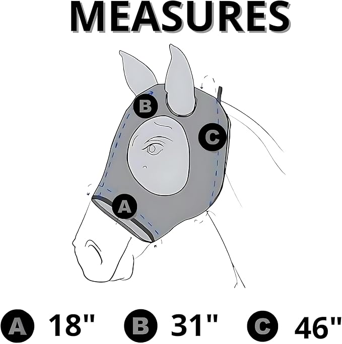 Horse Fly Mask - Fly Masks for Horses with Ears, Horse Sunscreen, Sunscreen for Horses, UV Fly Mask for Horses, Horse Fly Mask UV Protection, Cattle Fly Mask, Fly Masks for Horses, Fly Mask