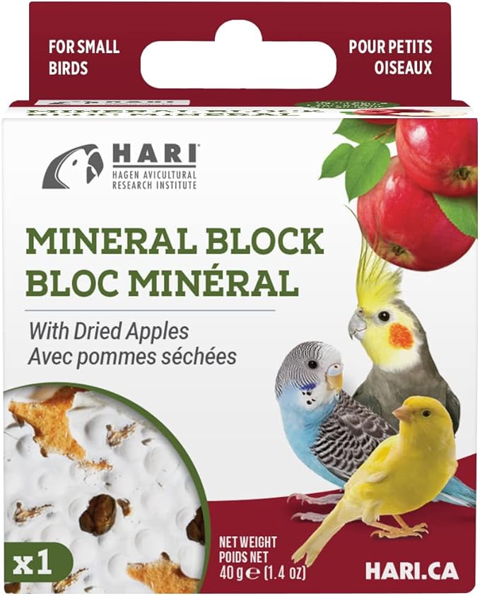 Hari Mineral Block for Birds with Dried Apples, Calcium Supplement Bird Treat