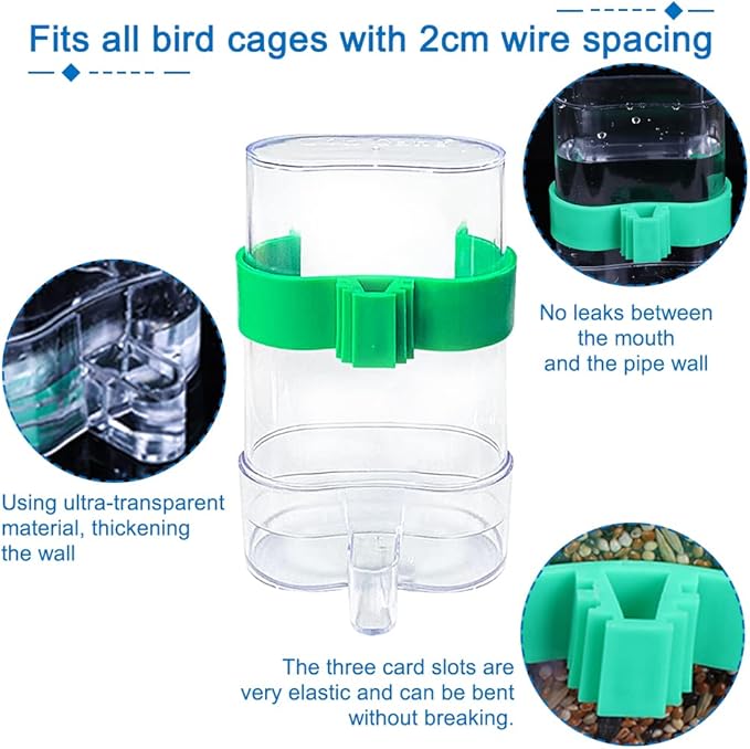 Hamiledyi No Mess Bird Feeders Automatic Parrot Feeder Drinker Acrylic Seed Food Container Parakeet Water Dispenser Cage Accessories for Lovebirds Budgies Canary Finch