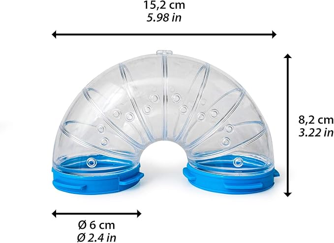 Ferplast Hamster Cage Play Tube | U-Turn Tunnel, 5.98L x 3.22HW with a 2.4 Diameter - Inches, Clear (84806099US1)