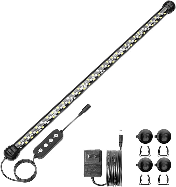 Led Aquarium Light with Timer, Submersible Aquarium Lights for Fish Tank, Fish Tank Light with Auto On/Off, 3 Lighting Modes, Adjustable Brightness (18.9 in for 20-35inch Planted Tank), 10W