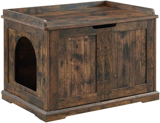 unipaws Cat Litter Box Enclosure Furniture, Cat Washroom, Hidden Litter Box Cover, Cabinet for Large Cat, Dog Proof Cat Litter Boxes, Hideaway Litter Box, Cat House, Rustic