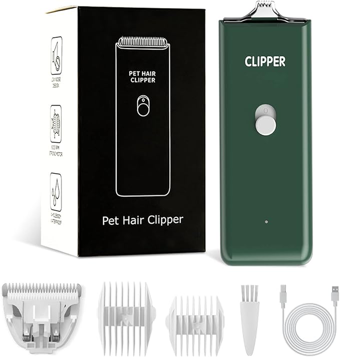 Feet Hair Trimmer, Dog Clippers,Quiet Washable USB Rechargeable Cordless Dog Grooming Kit,Electric Pets Hair Trimmers Shaver Shears for Dogs and Cats Green