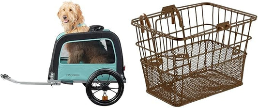 Retrospec Rover Waggin' Pet Bike Trailer - Small & Medium Sized Dogs Bicycle Carrier - Foldable Frame with 16 Inch Wheels - Non-Slip Floor & Internal Leash