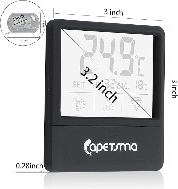 Aquarium Thermometer, Digital Touch Screen Fish Tank Thermometer with Large LCD Display, Stick-on Tank Temperature Sensor Ensures Accurate Reading for Aquarium Terrarium Amphibians and Reptiles…