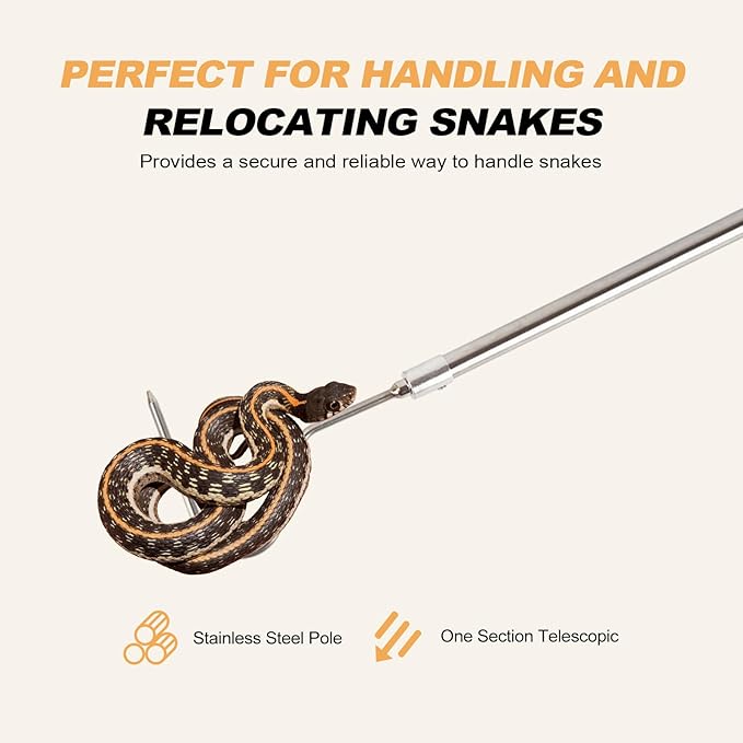 Snake Catcher Hook Grabber Handling Stick Trap Tool Tong for Herpetologists, Hobbyists, Wildlife control personnel, Wranglers, Enthusiasts, Removal Experts