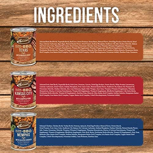 Merrick Slow-Cooked BBQ Premium Real Meat Canned Wet Dog Food Variety Pack, Beef, Chicken And Pork Recipes - (Pack of 1) 9.5 lb. Cans