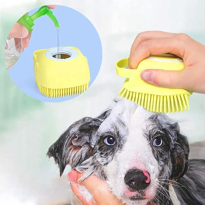 Busi Cepillo de silicona para masaje Corporal de baño, cepillo para ducha de baño con dispensador de jabón, champú Suave para Perros, cepillos de acicalamiento para mascotas