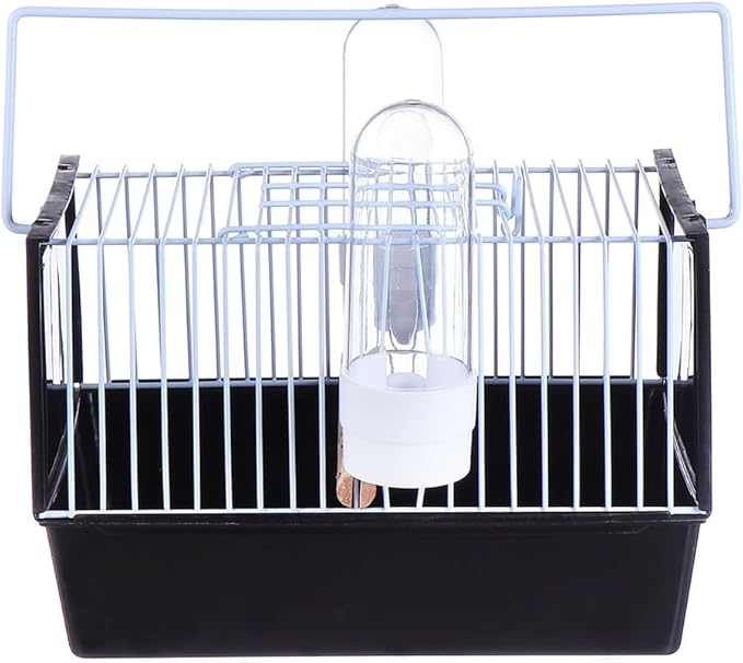 POPETPOP Small Bird Cage with Feeding Water Bottle and Handle- Parakeet Travel Cage, Portable Parrots Bird Carrier for Lovebird, Cockatiel