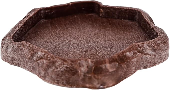 Reptile Water Dish Bowl Resin Rock Reptile Food and Water Feeder Pet Terrarium Plate for Tortoise Lizard (Brown) (Small)