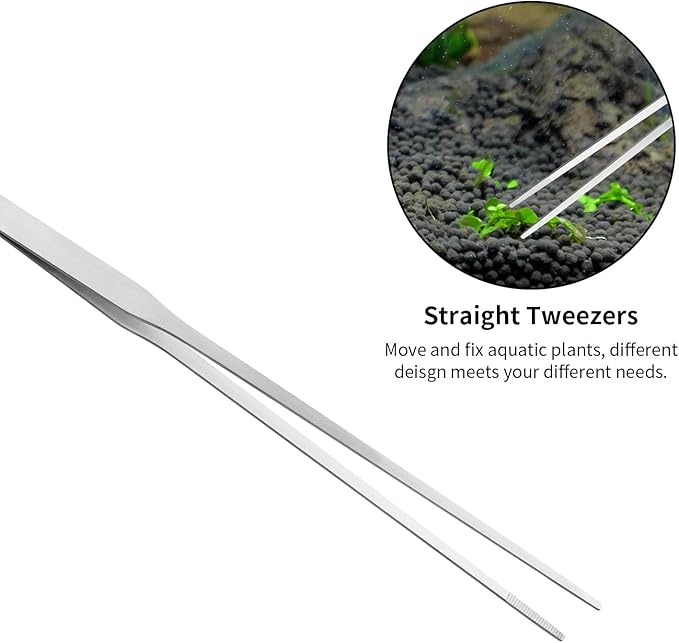 Aquascape Tools Aquarium Kit - 4PCS Terrarium Supplies Include Long Tweezers for Terrarium, Feeding Tongs, Aquarium Scissors, Aquarium Algae Scraper for Fish Tank Cleaning Plant Trimming