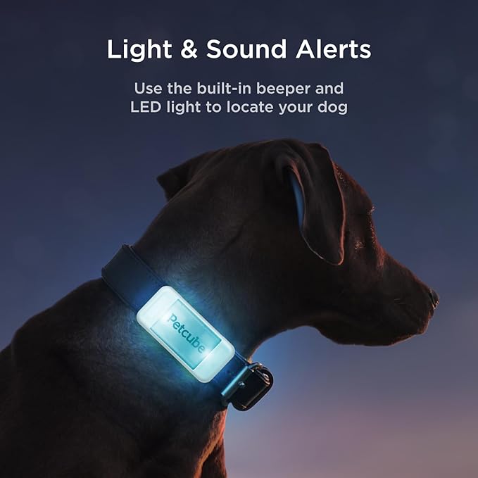 Petcube GPS Tracker for Dogs | Pet GPS Location Tracker with Escape Alerts and Virtual Fences, Activity and Wellness Monitoring, Glows in a Dark, Water and Dust Proof