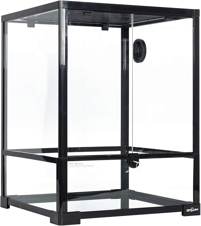 REPTI ZOO Reptile Glass Terrarium, 18" x 18" x 24" Front Opening Terrarium with Double Hinge Door & Top Screen Ventilation, 30 Gallon Tank Large Reptile Terrarium (Knock-Down)