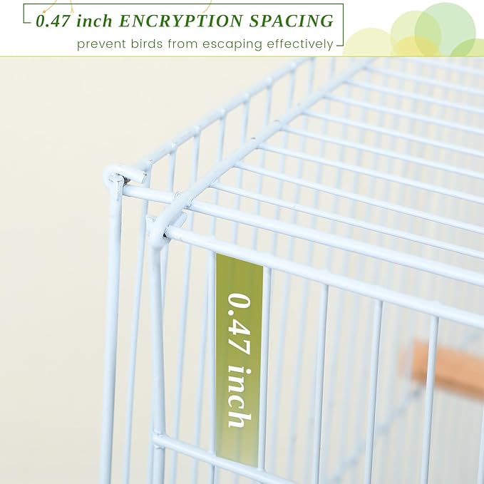 Layhit 4 Pcs Flight Bird Cage Foldable Metal Bird Crate with Food Boxes and Standing Posts Iron Parrot Cage White Bird Cage for Small Parrots Parakeets Cockatiels Budgies Conures Quaker Finches