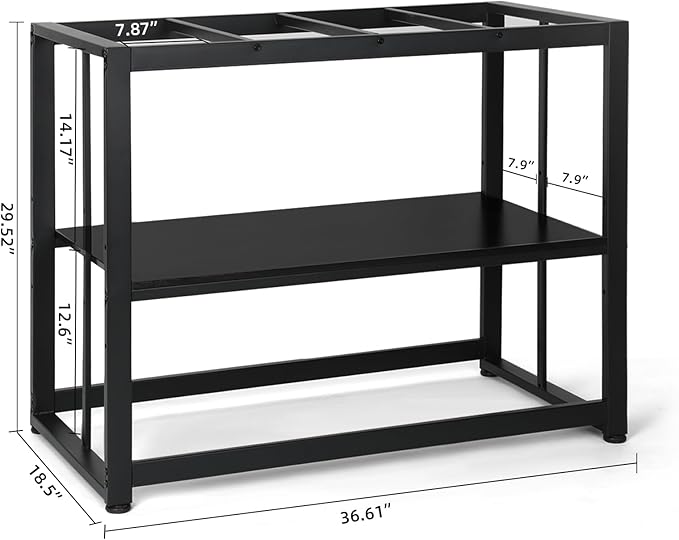 VOWNER 40-50 Gallon Fish Tank Stand - Metal Aquarium Stand, 36.6" x 18.5" x 29.5" Adjustable Heavy Duty Reptile Tank Stand, Adjustable 2-Tier Fish Tank Rack Shelf for Home Office, Tank not Included