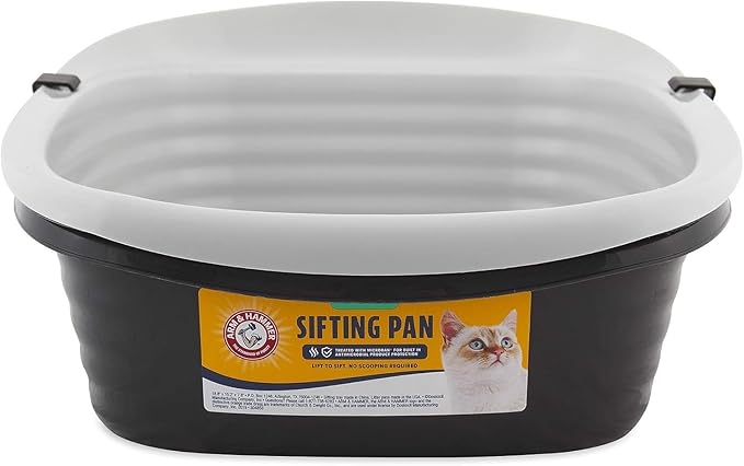 Arm & Hammer Large Sifting Litter Box Scoop Free Cat Litter Tray with Microban, Made in USA