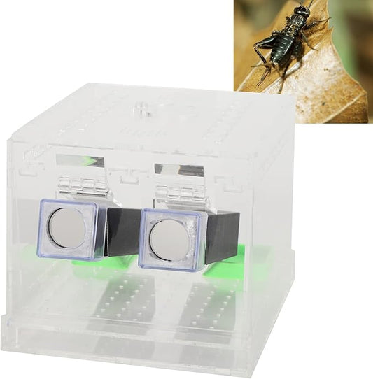 Cricket Keeper, Acrylic Feeding Cricket Keeper with Tubes Feces Layer, Easy to Clean Cricket Care Kit for Observation of Breeding(L)