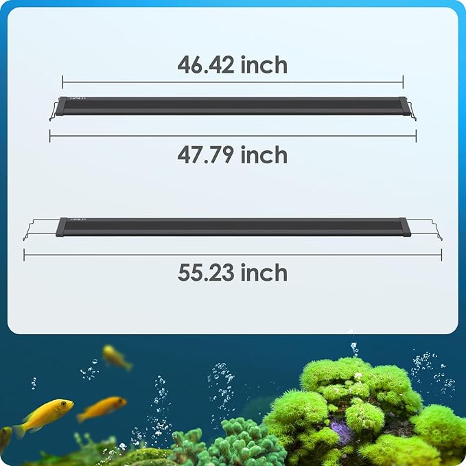 Aquarium Light, 42W 24/7 Lighting Cycle, Sunrise/Daylight/Moonlight Mode and Custom Mode with Expandable Bracket, Adjustable Timer and 7 Color Brightness for 48~54IN