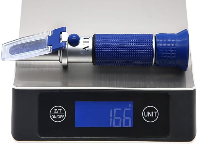 Brix Refractometer with ATC for Liquid Fruit Canned Food Sugar Content Test 0-32% Brix Refractometer Automatic Temperature Compensation