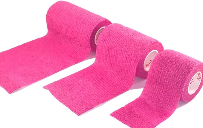 2 Inch Vet Wrap Tape Bulk (Fuchsia) (Pack of 6) Self Adhesive Adherent Adhering Flex Bandage Grip Roll for Dog Cat Pet Horse