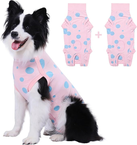 2 Packs Dog Recovery Suit Female Male, Pink+Pink, L