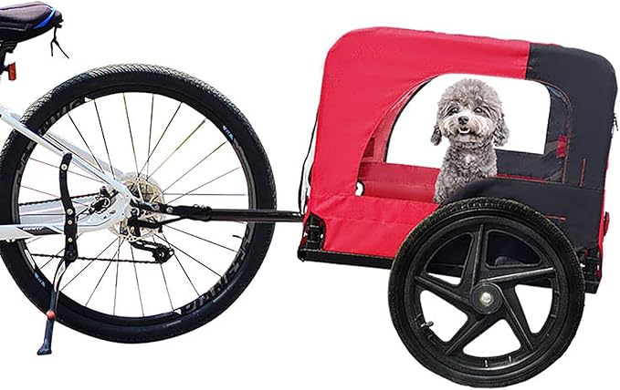 Bike Pet Trailer, for Small & Large Dogs, Folding Frame Pets Carrier for Camping, Universal Bicycle Coupler, Quick Release Wheels, Adjustable