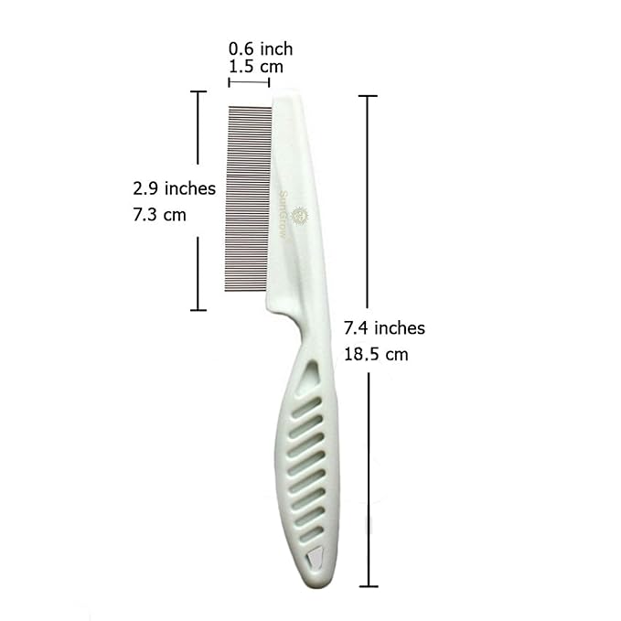 SunGrow Detangling Pet Comb for Dogs, Cats, Ferrets, Anti-static Groomer Removes Tangles & Knots, Tear Stain Removal, Stainless Steel Pins with Rounded & Smooth Ends, White Non-slip Grip Handle, 7.4"