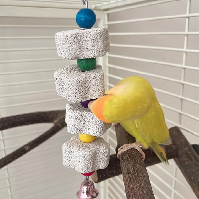 Parrot Chewing Toy, Bird Beak Grinding Mineral Stone Colorful Bird Block Toys Parrot Lava Block Calcium Supplement Food Chew Training Toys for African Greys Eclectus Budgies
