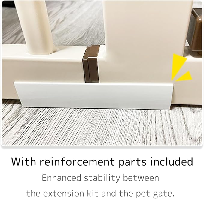 Extra Tall Pet Gate 55.12" High Pressure Mounted 12.60" Wide Extension kit 1.37" Gap (12.60", Cream White)