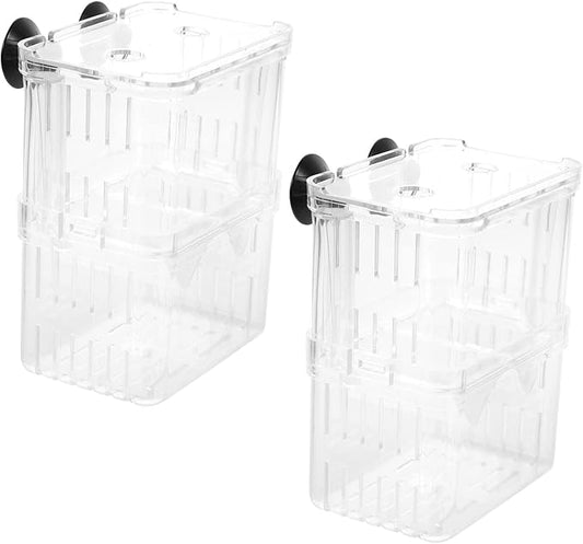 Fish Breeding Box for Aquarium - 2Pcs Plastic Fish Box Fish Tank Hatchery Incubator Box Hatching Boxes with Suction Cups for Shrimp