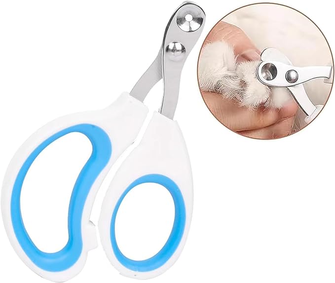 Cat Nail Clippers with Circular Cut Hole -Avoid Over Cutting Pet Nail Clippers -Specially Designed for Cats-Sharp Angled Blade Professional Paw Trimmer Set for Novice Pet Families (Blue)