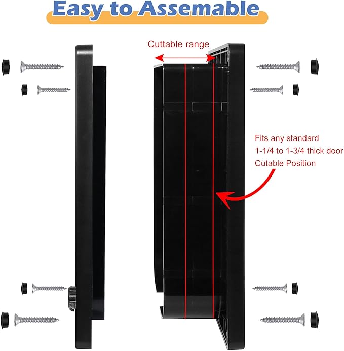 Wordcam X-Large Cat Door, Strong Cat Door for Interior Exterior Doors, 4 Way Locking Pet Door for Cats Up to 25lbs, Cat Flap for Kitten Doggies, Easy Installation, Weatherproof (Black)